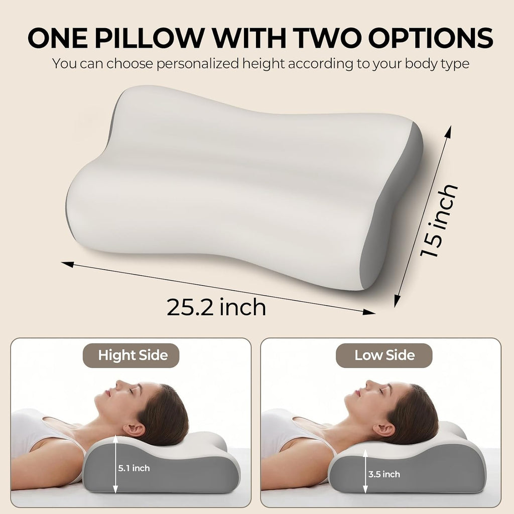 Polovo Cervical Neck Pillow for - Ergonomic Side Sleeper Pillow for Deep Sleep, Contour Memory Foam Pillows for Sleeping Bed Pillow for Sid…
