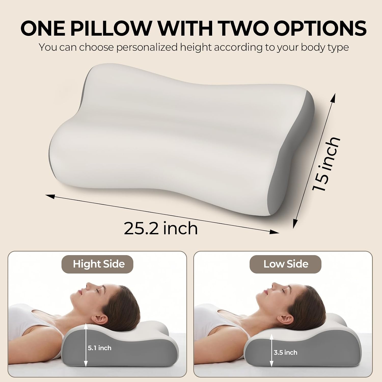 Polovo Cervical Neck Pillow for - Ergonomic Side Sleeper Pillow for Deep Sleep, Contour Memory Foam Pillows for Sleeping Bed Pillow for Sid…