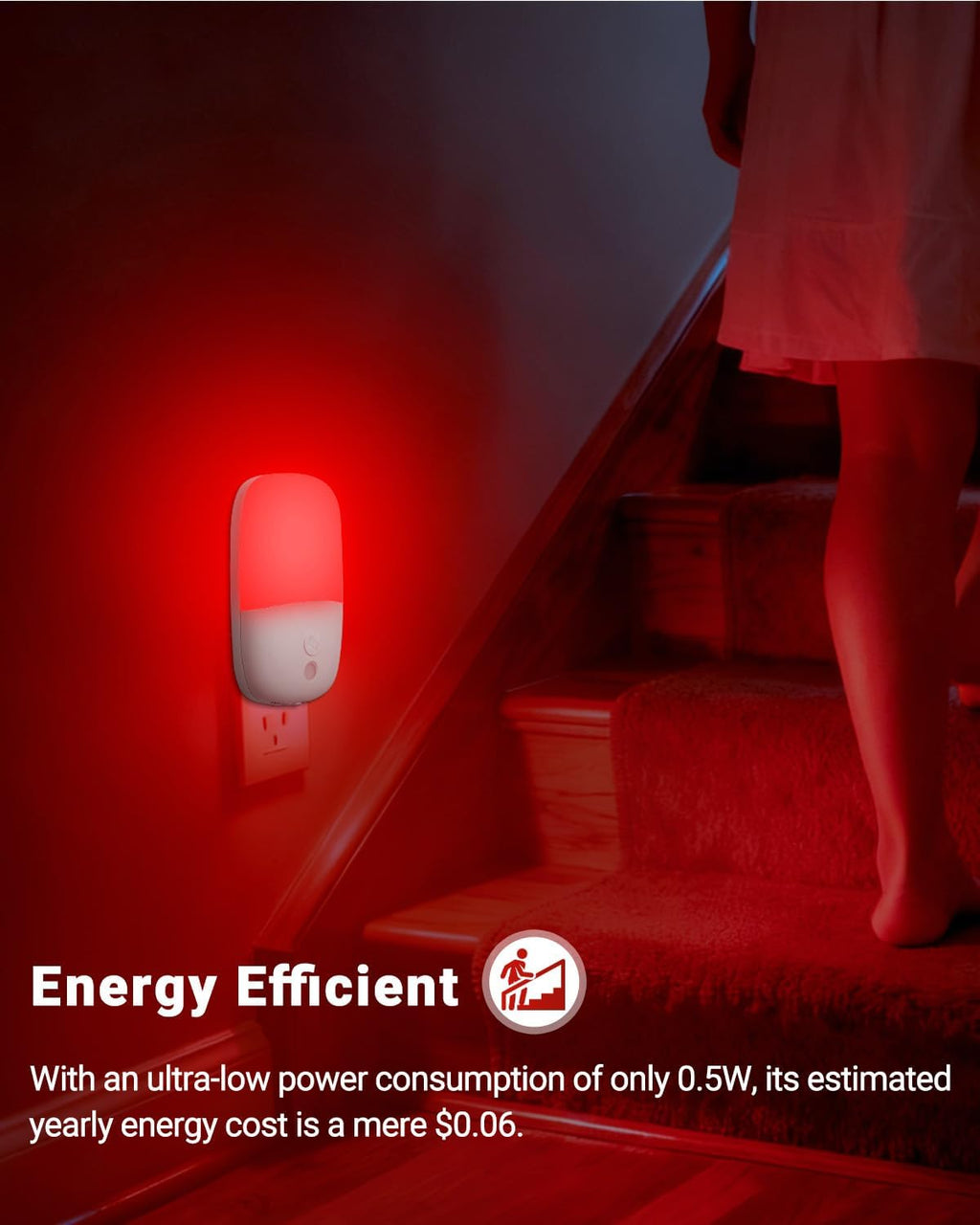 670nm Red Night Lights with Retractable Plug [2 Pack] - 0.5W Red Light Night Light with Dusk to Dawn Sensor - Auto On/Off LED Night Light…