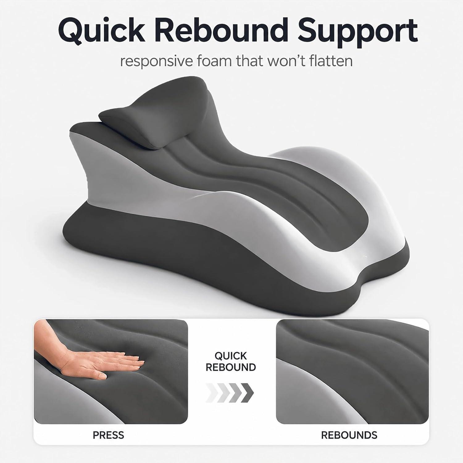 Ergonomic 27° Memory Foam Wedge Pillow for Bed, Multi-Position Support Pillow for Back, Neck & Legs, Positioning Pillow for Reading…