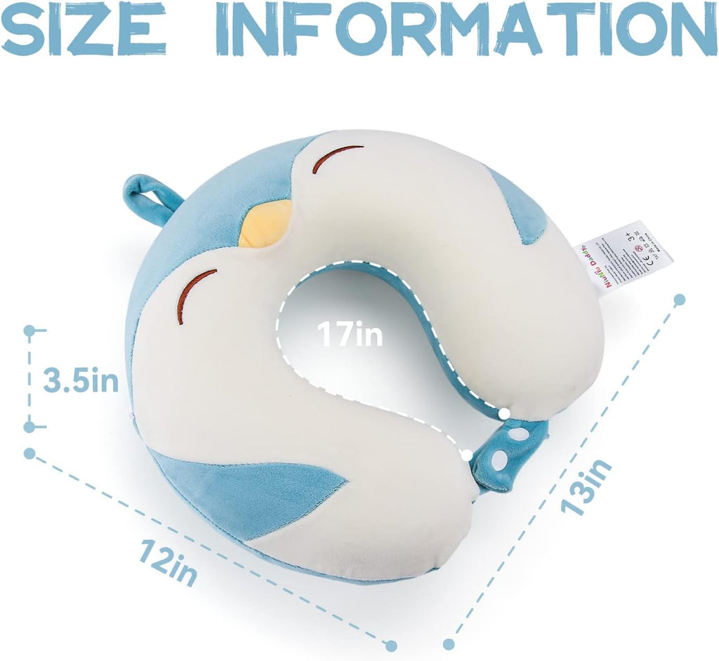 NiuniuDaddy Niuniu Daddy Travel Neck Pillow - Pure Memory Foam Neck Support for Airplane, Car, Train Travel - Penguin Design for Kids 8+, T…