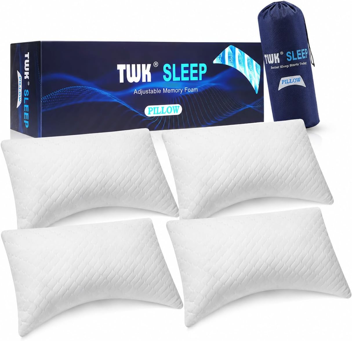 Twk Original Adjustable Bed Pillow for Sleeping, Good for Side, Back & Stomach Sleeper with Washable Removable Cover, Additional Foam Fill…