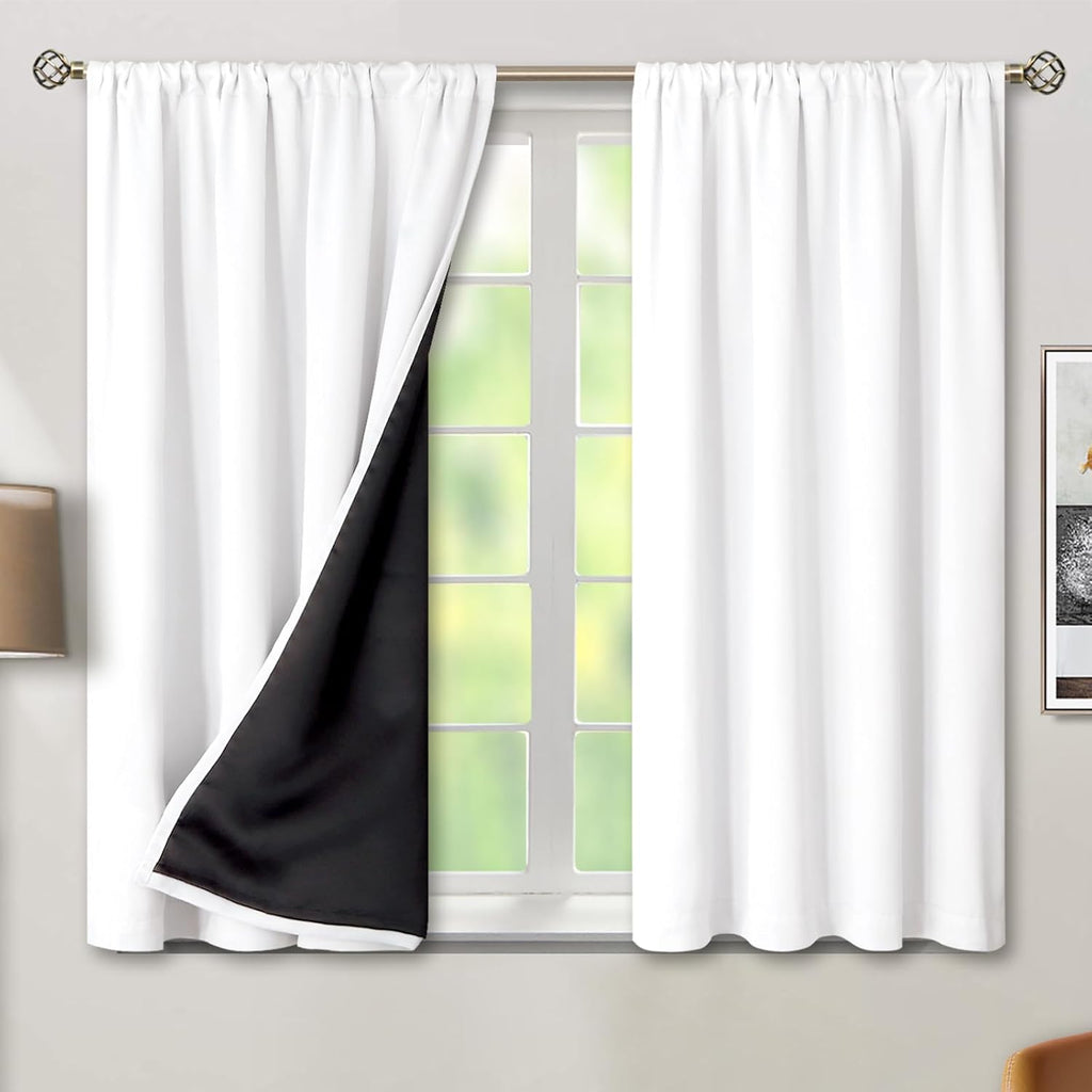 BGment White Blackout Curtains for Bedroom 54 Inch Length, Short Thermal Insulated Full Room Darkening Soundproof Rod Pocket Curtains &…