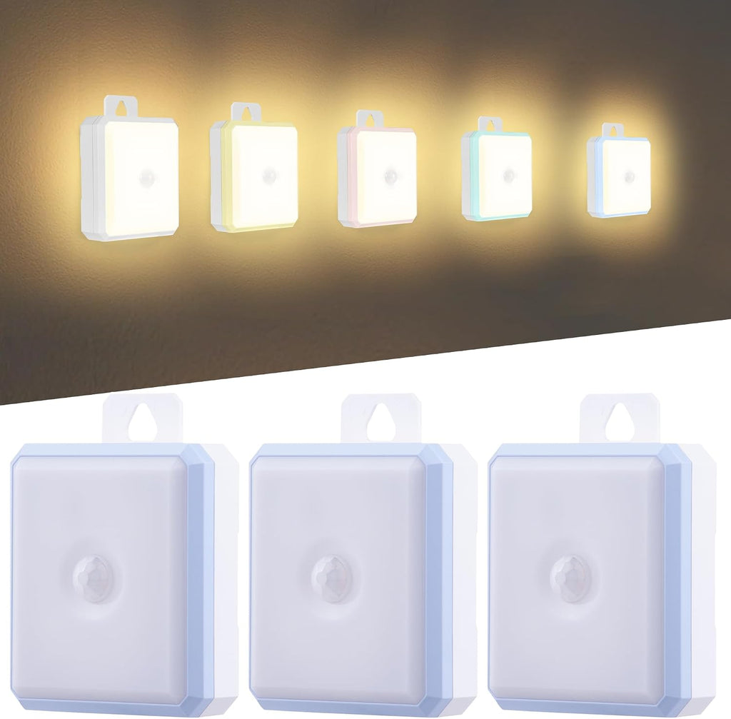 Motion Sensor Night Light Indoor - Cordless Battery Powered Under Cabinet Lighting, Stick-on Magnet LED Closet Lights, Safe Light for…