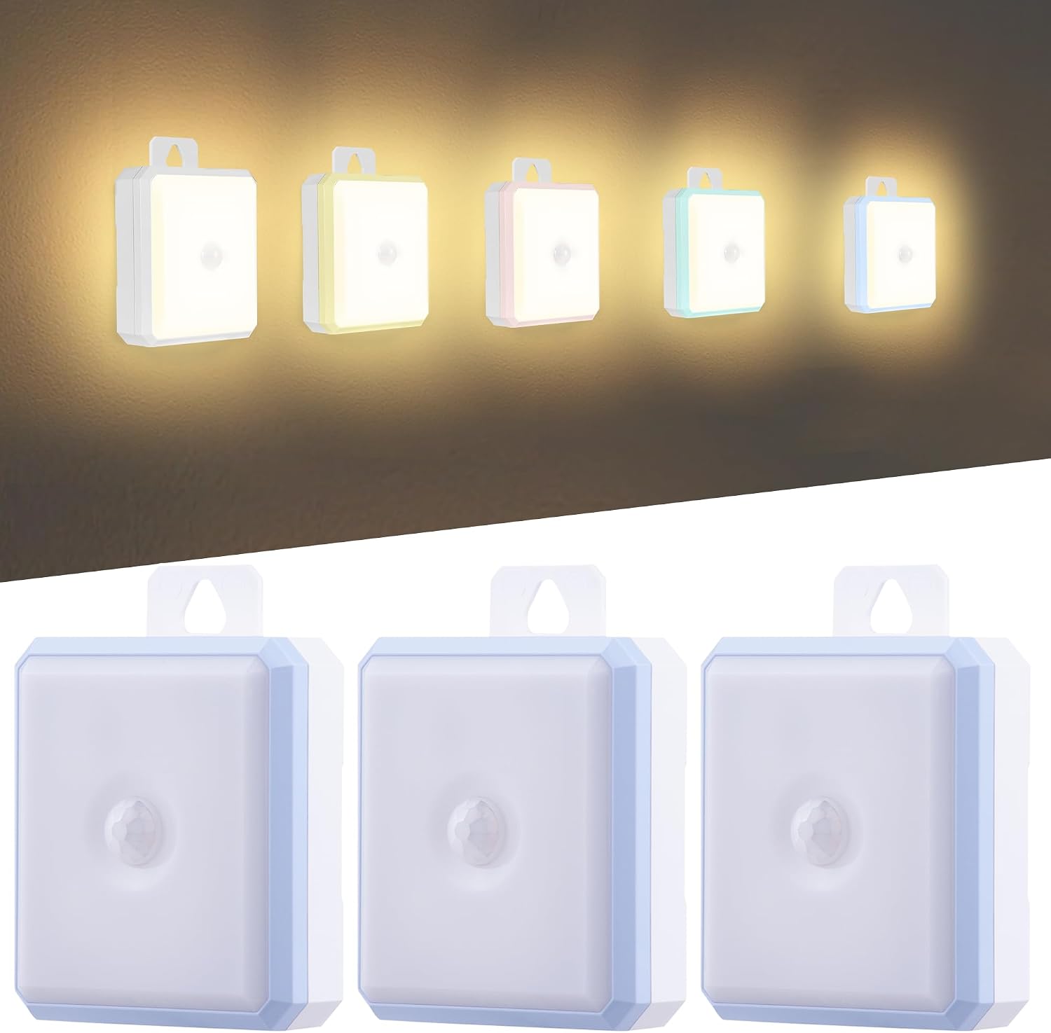 Motion Sensor Night Light Indoor - Cordless Battery Powered Under Cabinet Lighting, Stick-on Magnet LED Closet Lights, Safe Light for…