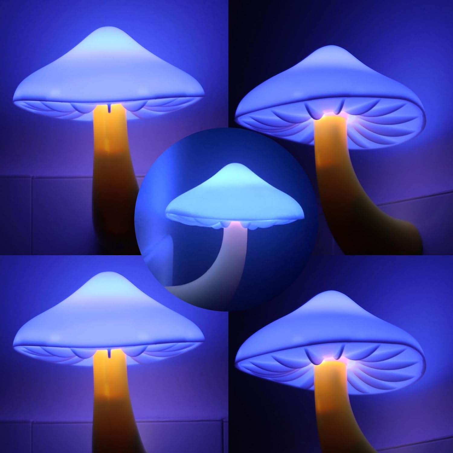 AUSAYE 5Pack LED Sensor Night Light Plug in Lamp Blue Cute Mushroom Night Lights for Adults Kids NightLight…