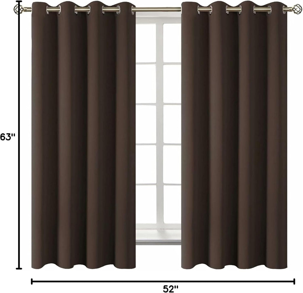 BGment Blackout Curtains for Living Room - Grommet Thermal Insulated Room Darkening Curtains for Bedroom, Set of 2 Panels (52 x 63 Inch, Br…