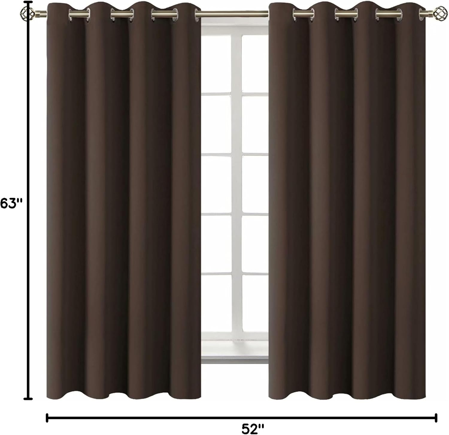 BGment Blackout Curtains for Living Room - Grommet Thermal Insulated Room Darkening Curtains for Bedroom, Set of 2 Panels (52 x 63 Inch, Br…
