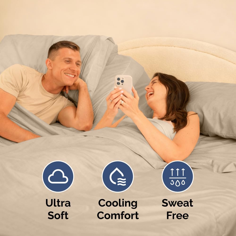 Flex Top Split Head King 4 Piece Sheet Set - Ultra-Soft, Breathable & Cooling Bed Sheets Set - Hotel Luxury Bedding for Women & Men with…