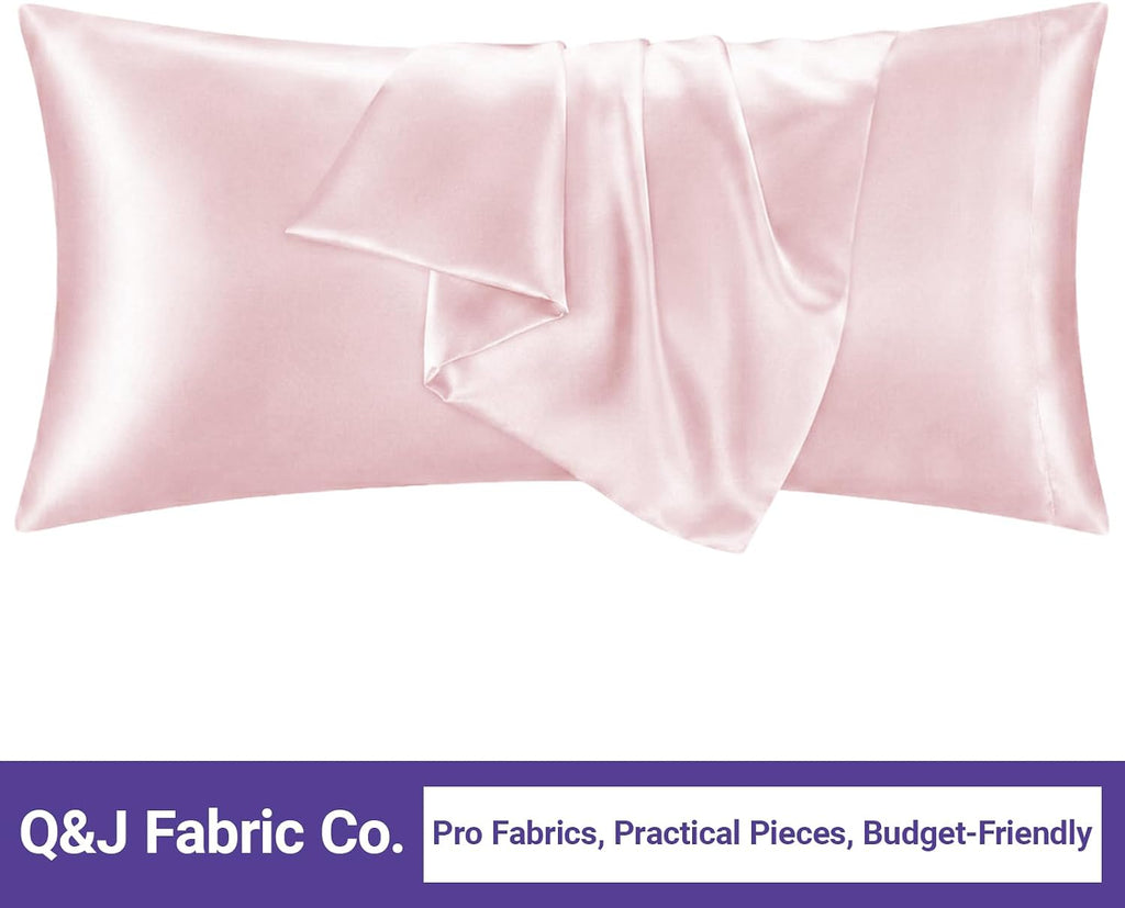 QJFabricCO Q&J Fabric Co. 1 Pack Satin Pillowcase Silk Like Pillow Case 20x54 inch Pink Cooling Pillow Case with Envelope Closure for Hair…