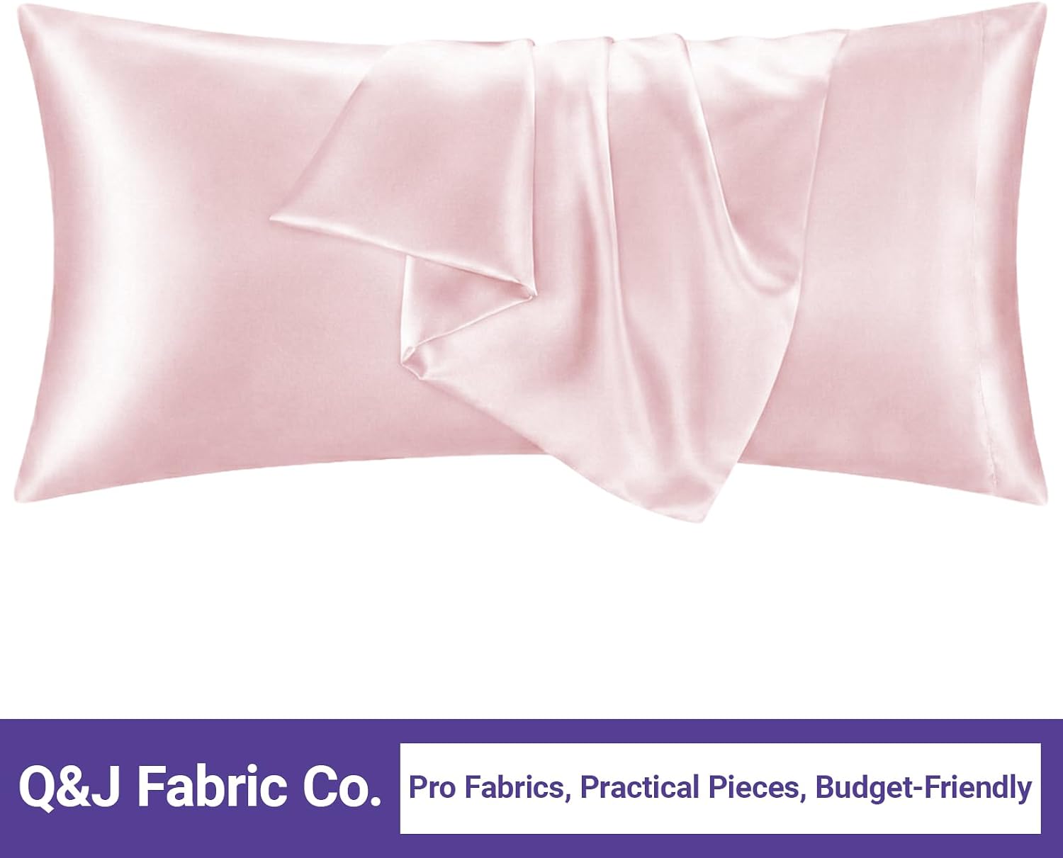 QJFabricCO Q&J Fabric Co. 1 Pack Satin Pillowcase Silk Like Pillow Case 20x54 inch Pink Cooling Pillow Case with Envelope Closure for Hair…