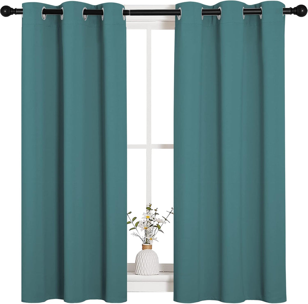 NICETOWN Bedroom Curtain Panels Blackout Draperies, Thermal Insulated Solid Grommet Blackout Curtains/Drapes (Sea Teal, 1 Pair, 34 by…