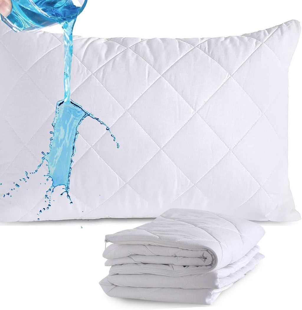 Nalitex Waterproof Pillow Protector with Zipper Style (2 Pack, White) Pillow Covers Luxury Queen Pillow Protectors Breathable and Ultra Sof…