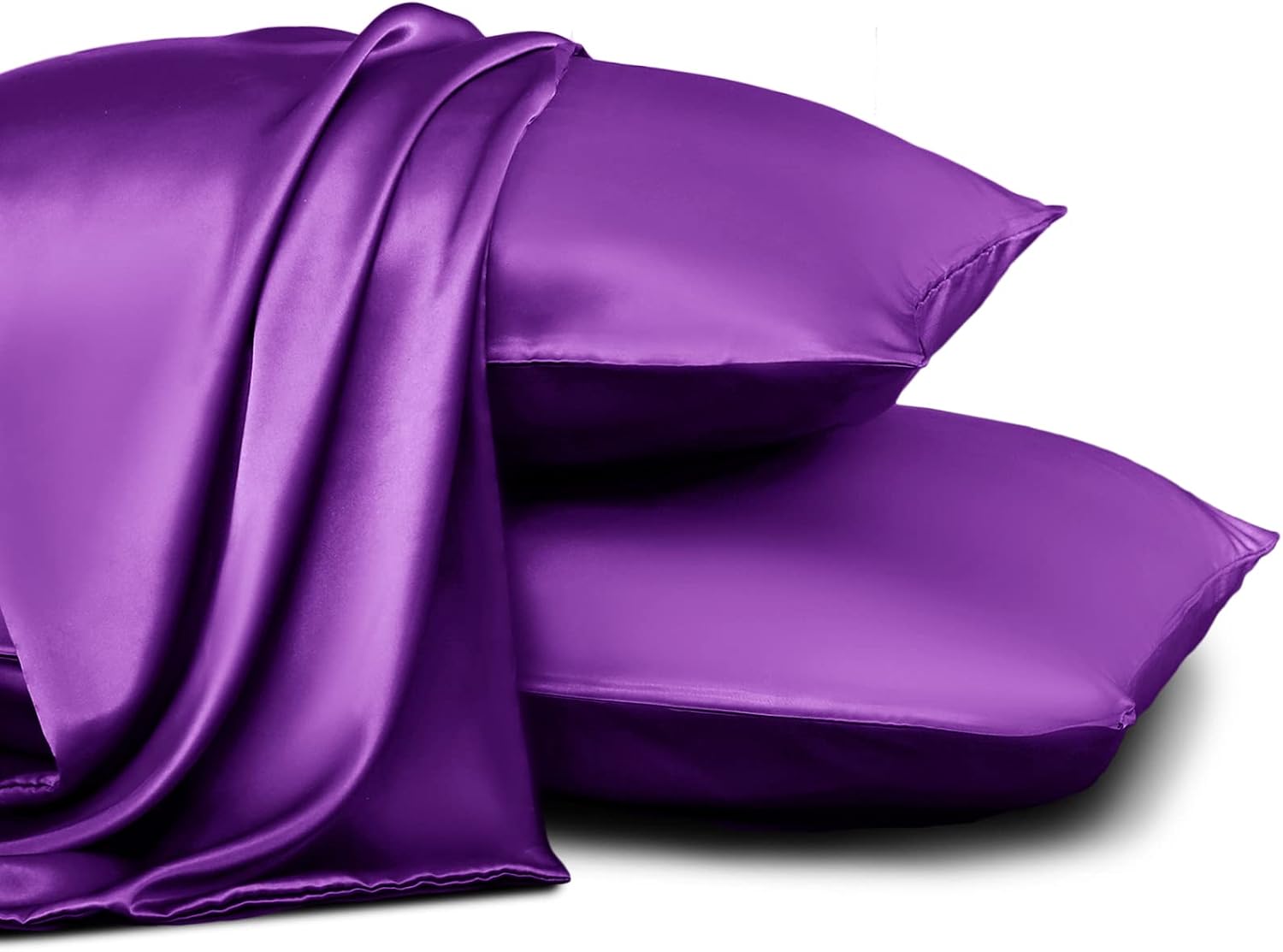 Homiest Purple Satin Pillowcase for Hair and Skin, King Size Pillow Covers Luxury & Ultra Soft Pillow Cases Set of 2, Cooling…