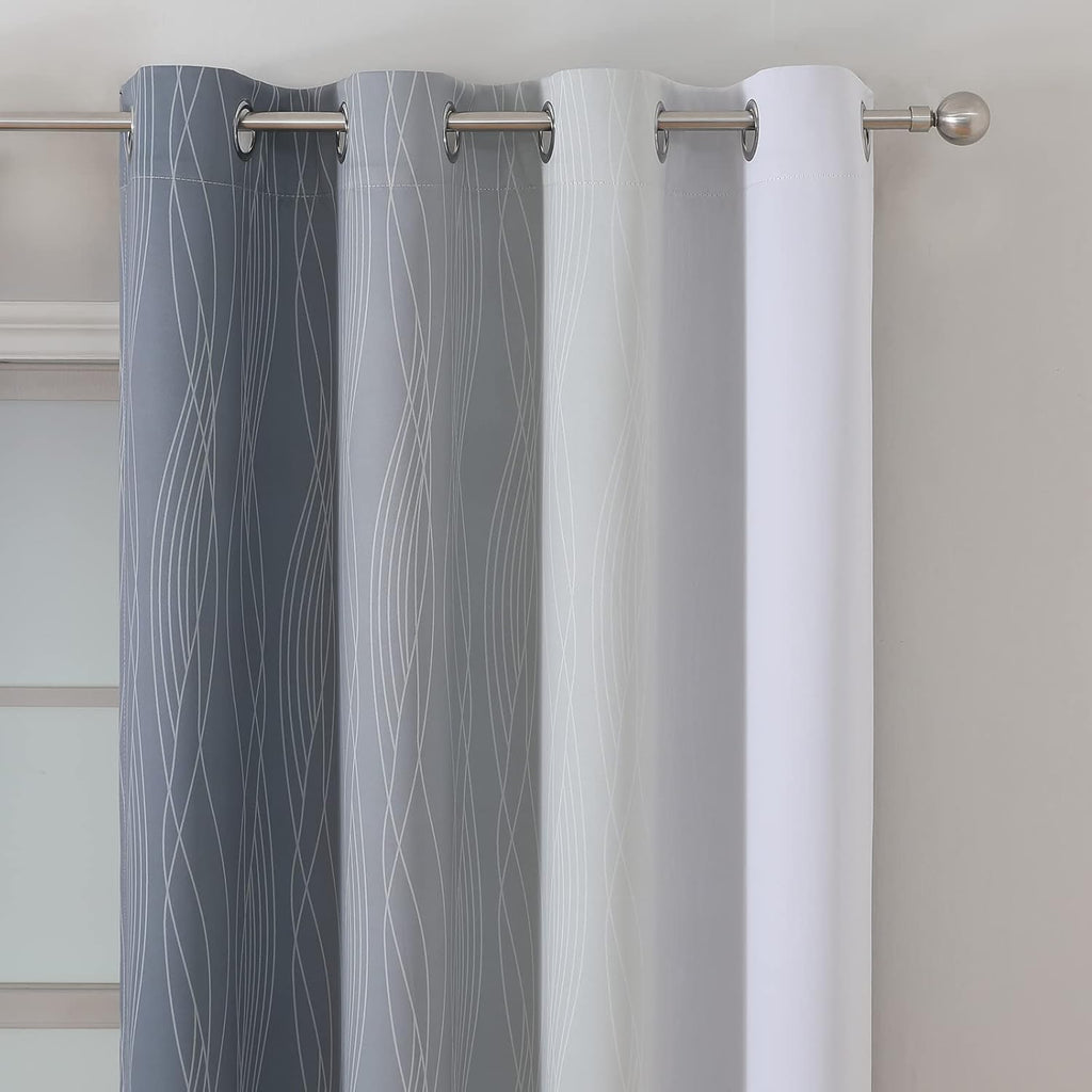 Estelartextiler Estelar Textiler Grayish White and Grey Blackout Curtains for Living Room, Ombre Thermal Insulated Noise Reducing Blackout…