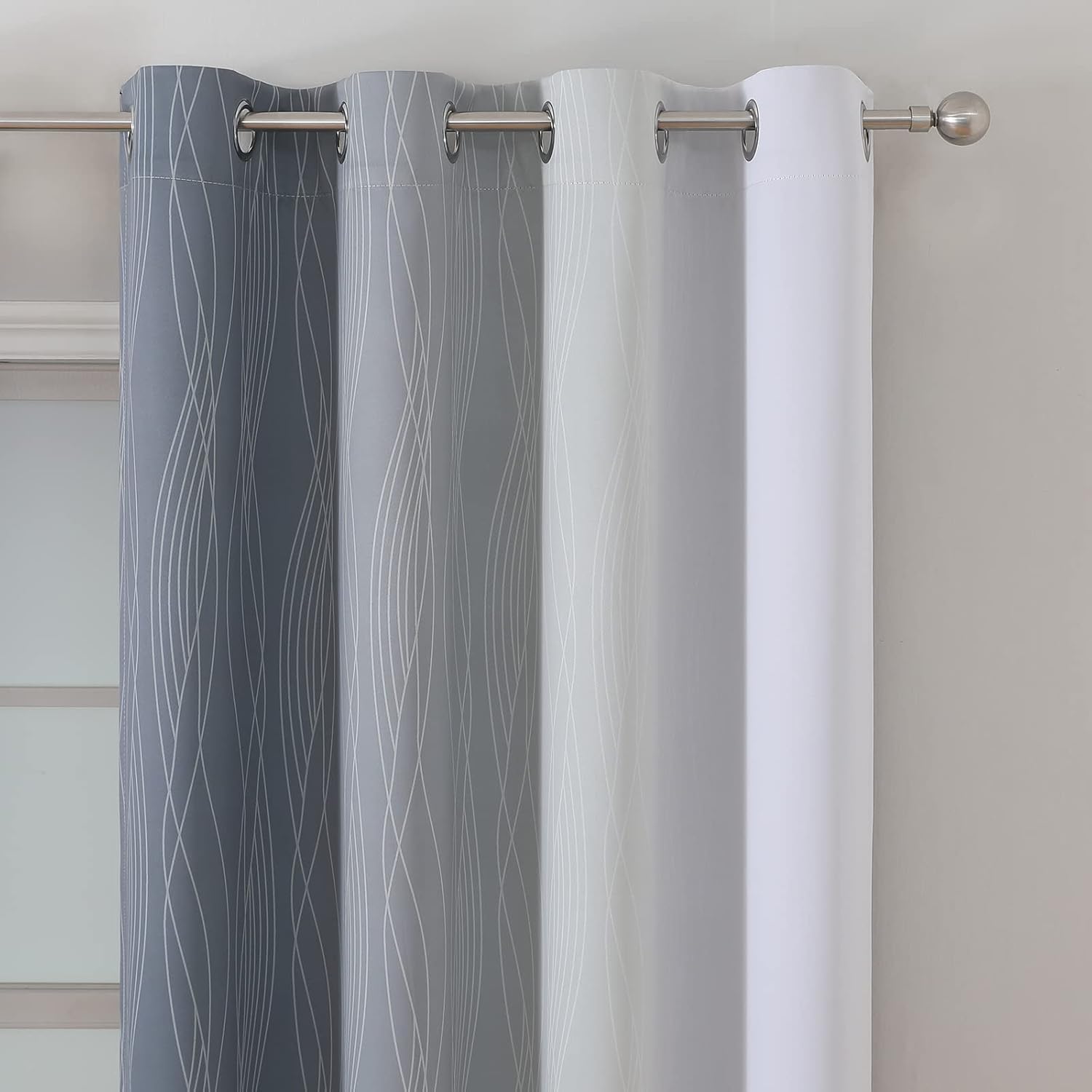 Estelartextiler Estelar Textiler Grayish White and Grey Blackout Curtains for Living Room, Ombre Thermal Insulated Noise Reducing Blackout…
