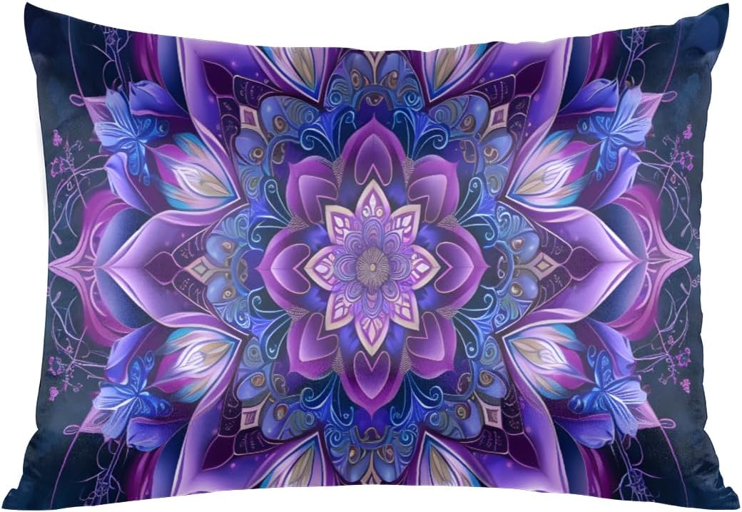 Satin Silk Pillowcase for Hair and Skin Ethnic Mandala Pillow Cases Standard Size Soft Silk Pillow Case with Envelope Closure Print Satin…