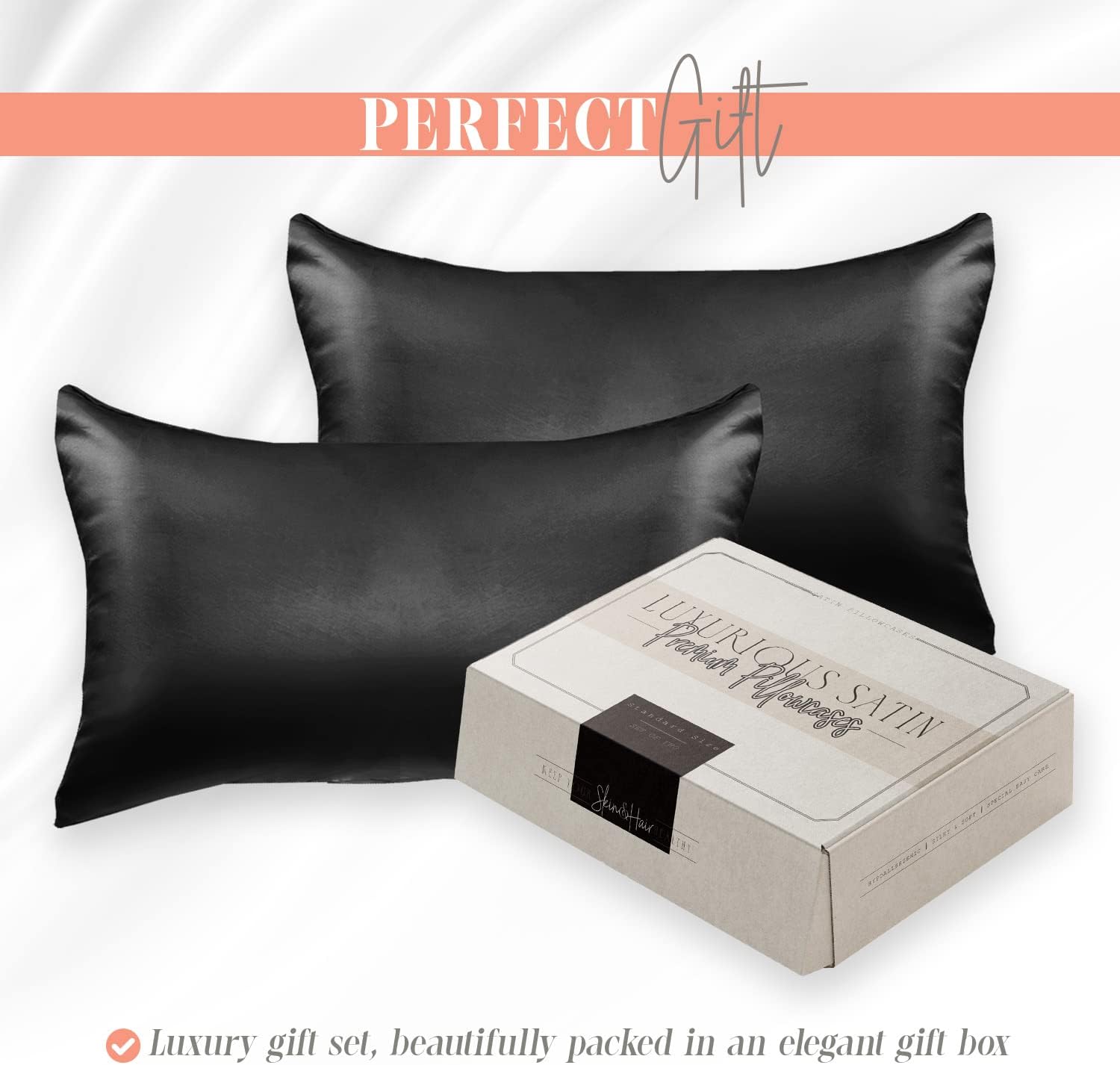 Elegantcomfort Elegant Comfort Silky and Luxurious 2-Piece Satin Pillowcase Set for Healthier Skin and Hair, Hidden Zipper Closure and Beau…
