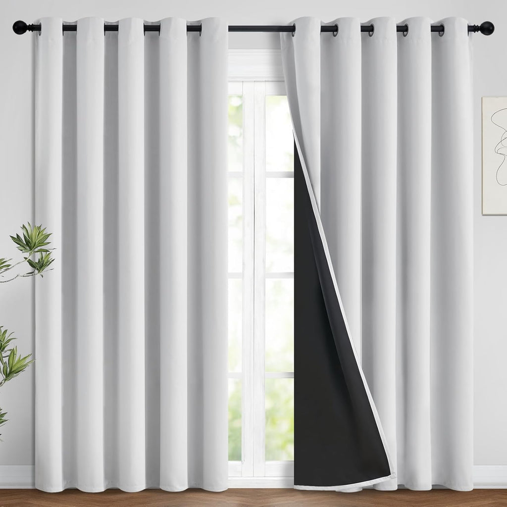Yakamok 100% Blackout Curtains 84 Inches Long, 2 Thick Layers Heat and Full Light Blocking Soft Thermal Insulated Drapes for Bedroom(62" Wi…