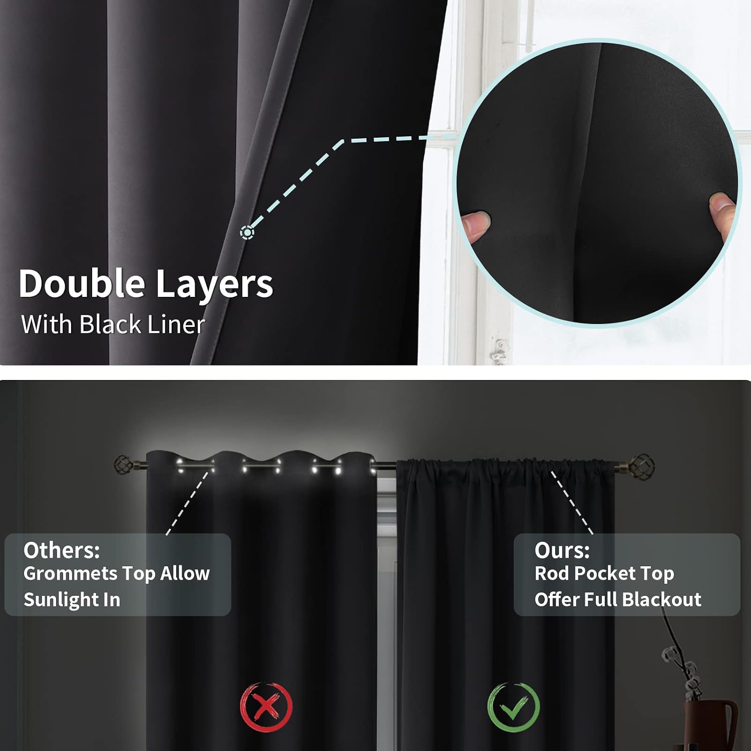 BGment Extra Long Blackout Curtains for Bedroom 2 Panels Set, Window Curtains for Living Room 108 Inch Long, Room Darkening Soundproof…