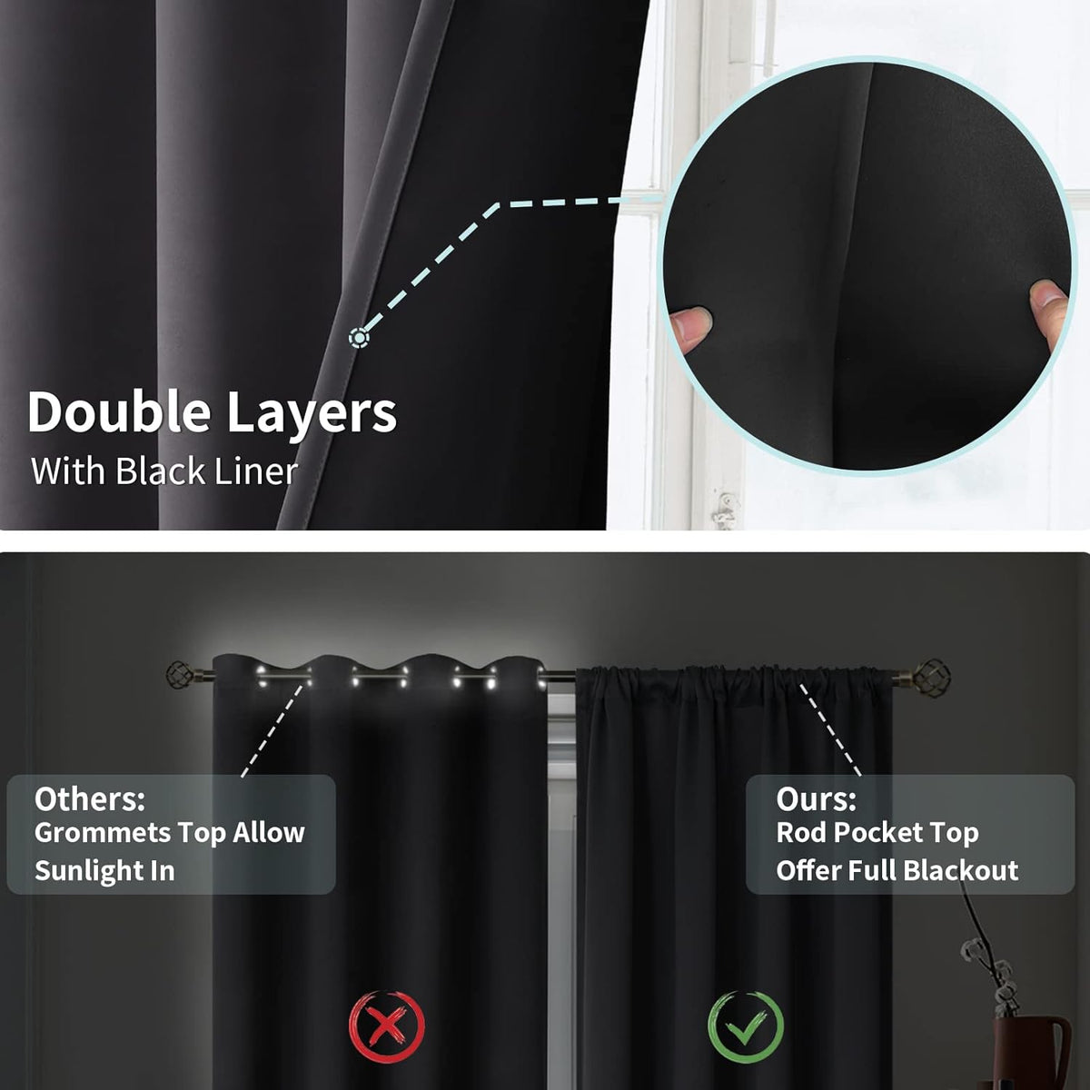 BGment Grey Blackout Curtains 84 Inch Length 2 Panels Set for Bedroom, 100% Room Darkening Thermal Insulated Dark Curtains for Living…