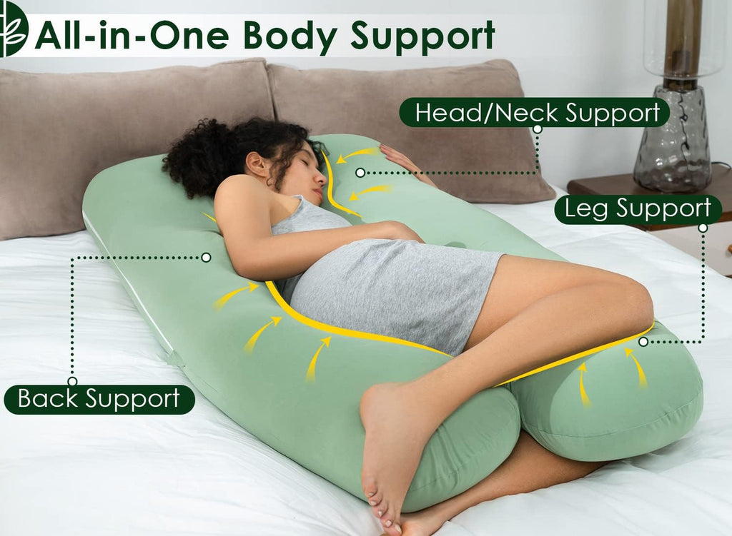 Queenrose QUEEN ROSE Cooling Pregnancy Pillows, U Shaped Full Body Maternity Pillow for Pregnant Support, Rayon Derived from Bamboo, Butter…