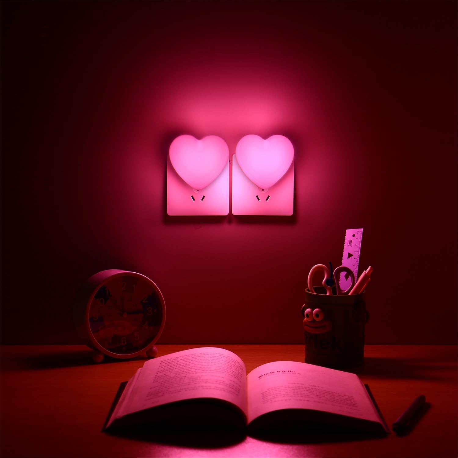INZU Cute Night Light, Heart Night Light for Kids, LED Nightlight with Auto Dusk to Dawn Sensor, Nightlight Plug into Wall with Soft Warm…