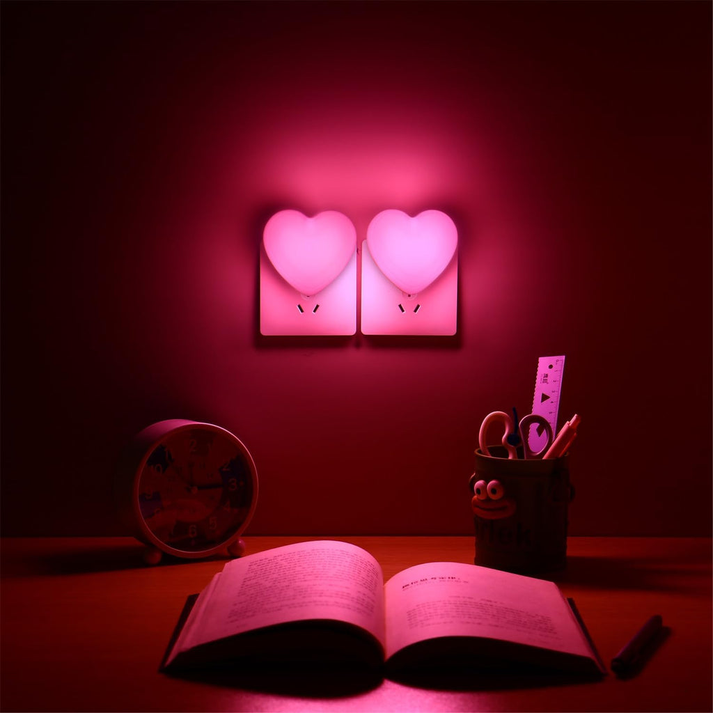 INZU Cute Night Light, Heart Night Light for Kids, LED Nightlight with Auto Dusk to Dawn Sensor, Nightlight Plug into Wall with Soft Warm…
