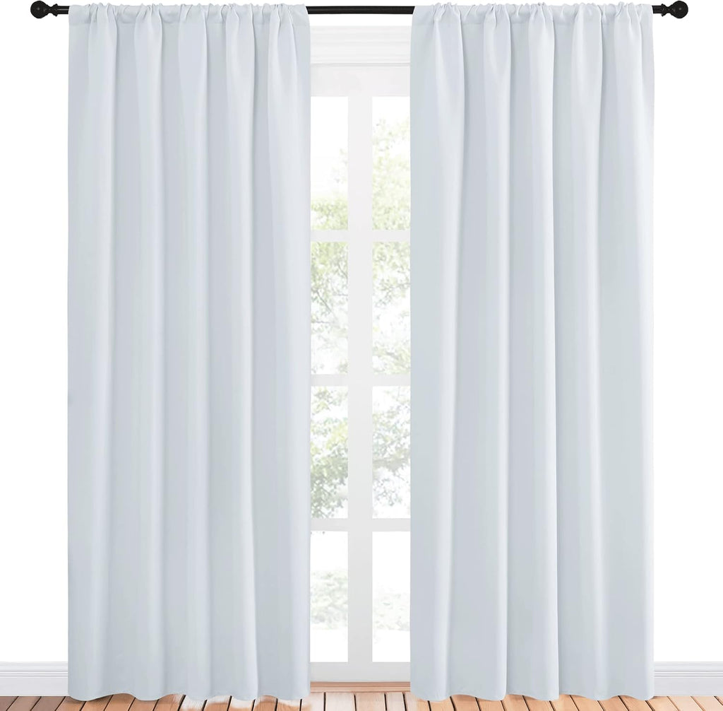 NICETOWN Greyish White Bedroom Curtain Panels - Multi-Function Noise Reducing Performance Window Treatment Thermal Insulated Rod Pocket…
