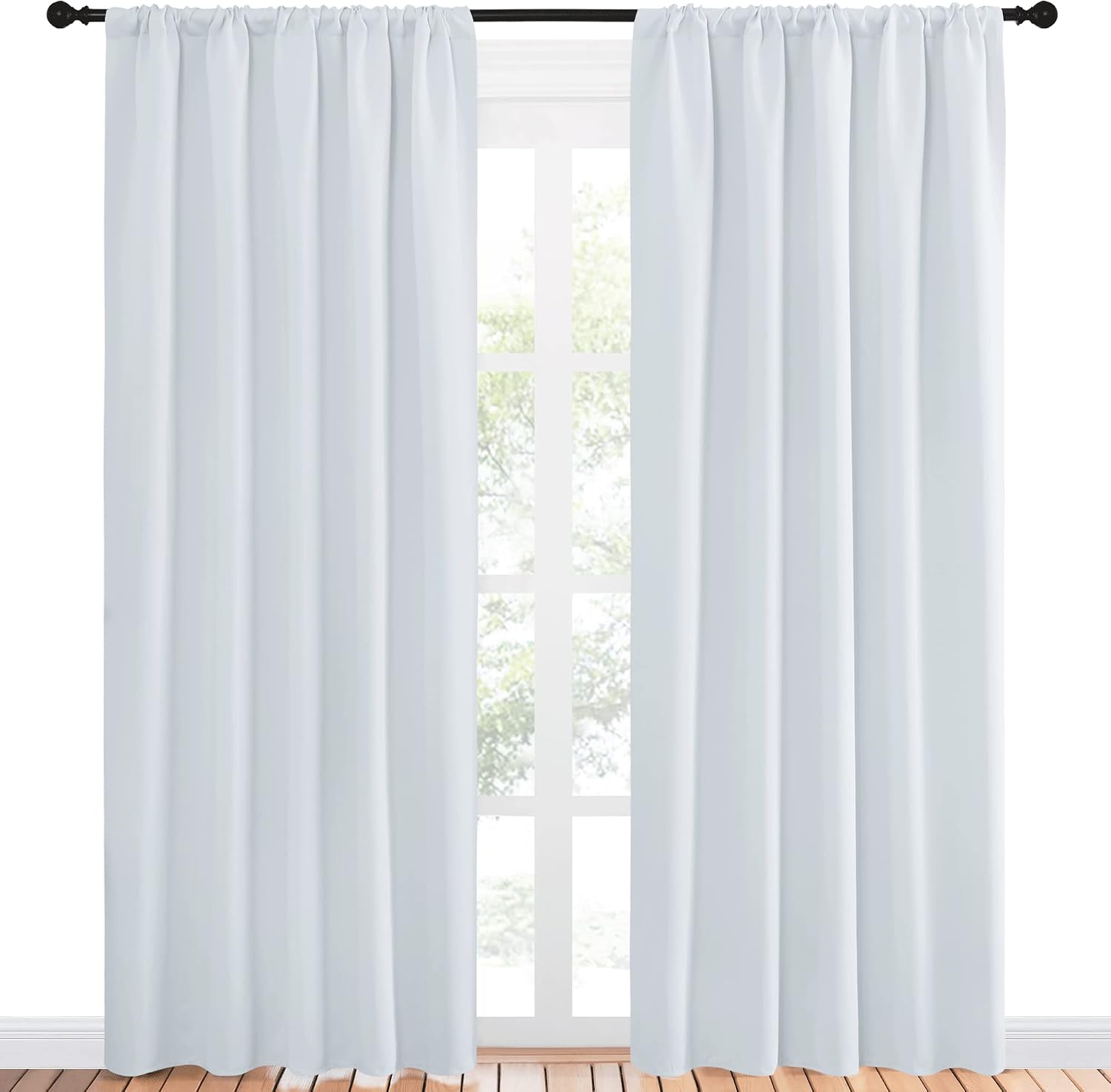 NICETOWN Greyish White Bedroom Curtain Panels - Multi-Function Noise Reducing Performance Window Treatment Thermal Insulated Rod Pocket…