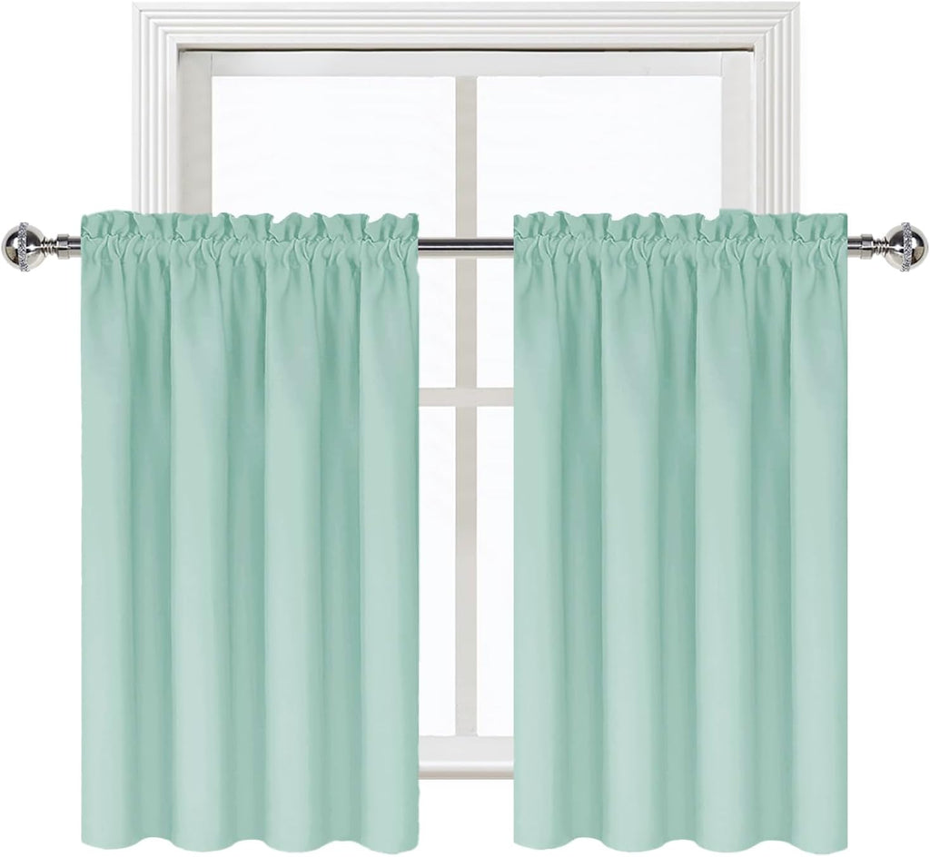 DWCN Blackout Curtains for Living Room Thermal Insulated, Energy Saving & Noise Reducing Bedroom Curtains, Mint Green, W 42x L 36 Inch…