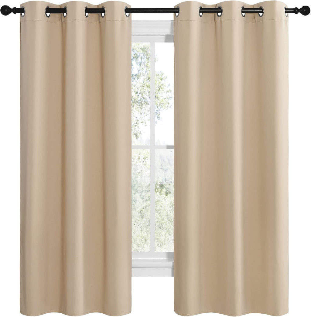 NICETOWN Room Darkening Curtain Panels for Cafe, Thermal Insulated Grommet Room Darkening Draperies/Drapes for Window (Biscotti Beige, 2…