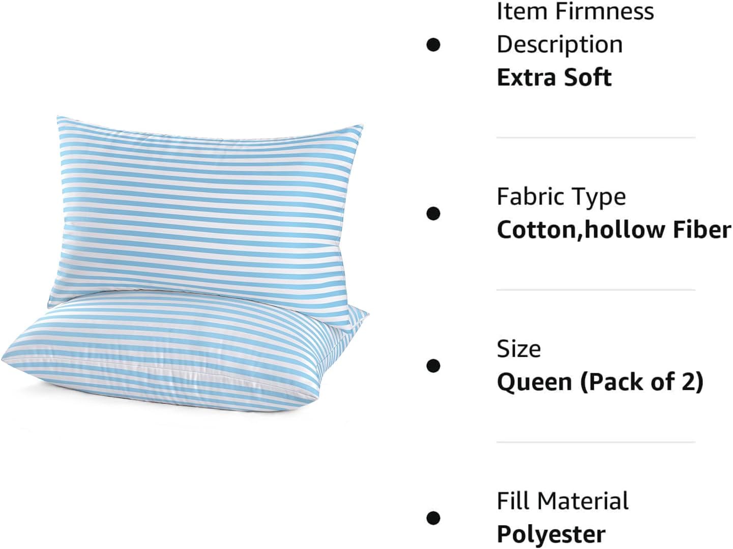 EIUE Bed Pillows for Sleeping 2 Pack Queen Size, Super Soft Down Alternative Microfiber Filled Pillows, Pillows for Side and Back…