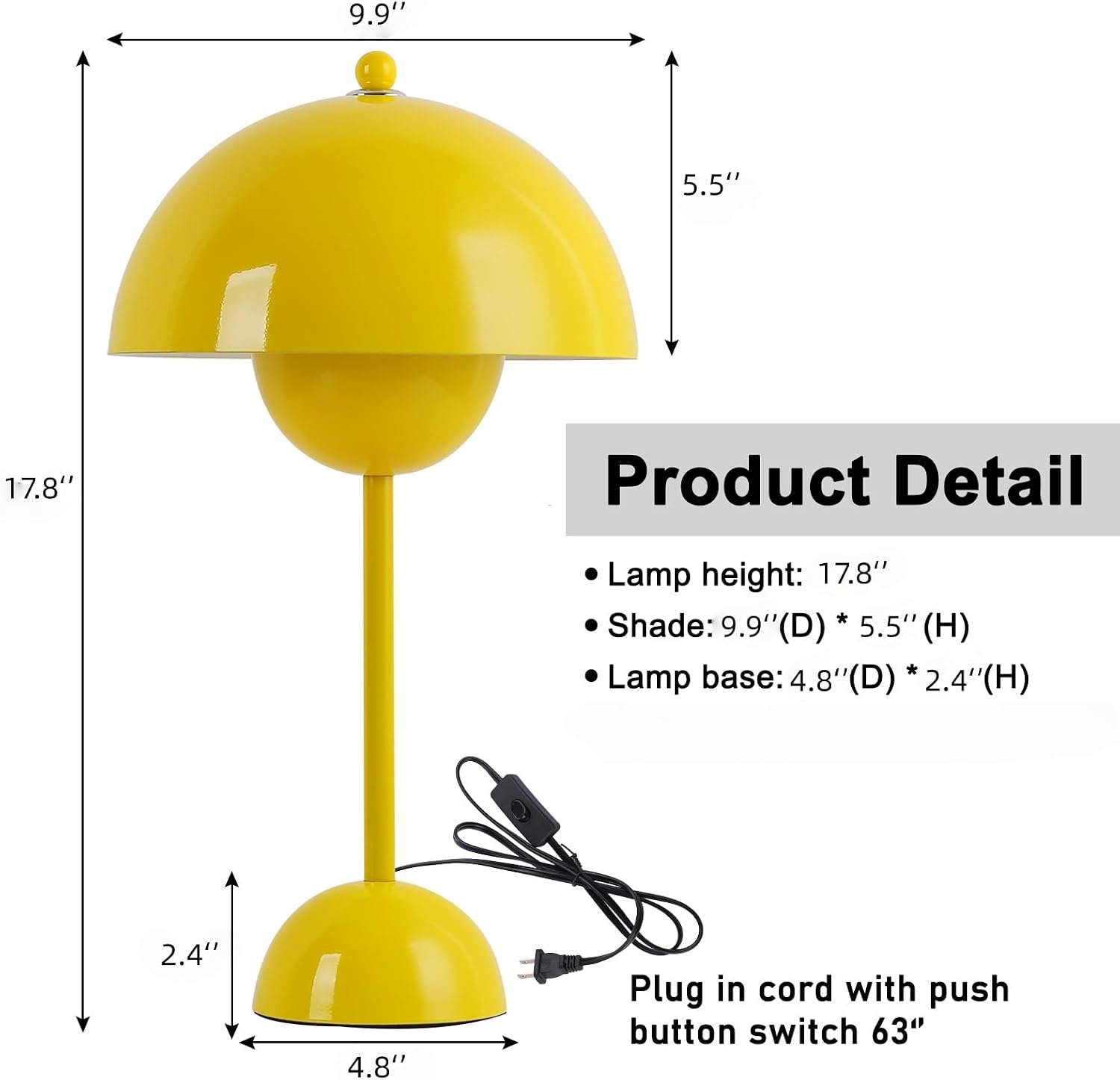 COSYLUX Modern Small Table Lamp for Bedroom, Cute Dome Shade Reflecting Light Reading Lamp for Living Room, Kid's Room, Study, Office…
