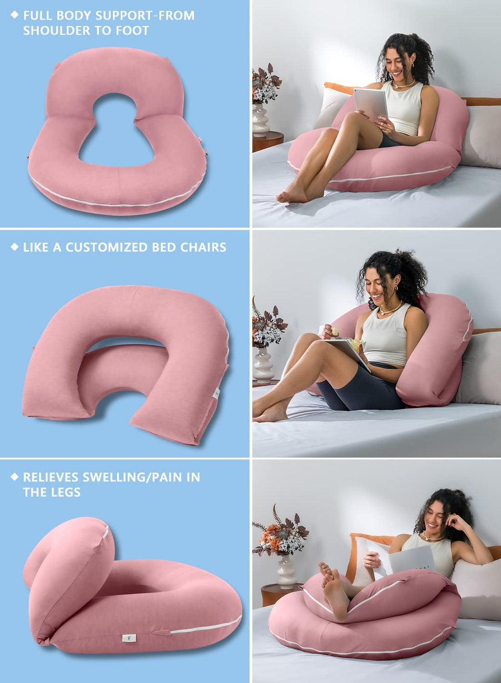 Insen Reading Pillow, Back Pillow for Sitting in Bed for Reading, Nurse & Relax, Reading Pillow for Adults, Moms & Kids, Sit Up Pillow for…