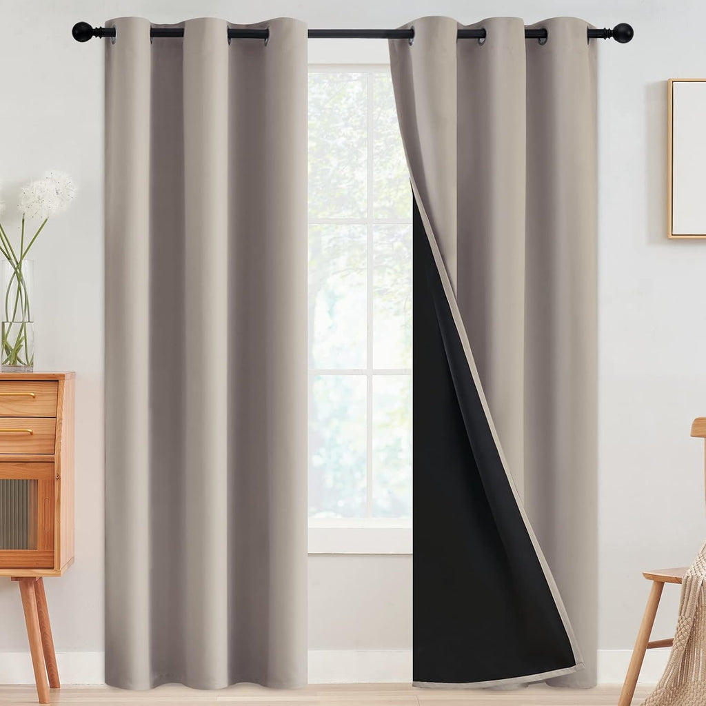 SimpleHome 100% Blackout Curtains for Bedroom, Thermal Insulated Natural Grommet Window Drapes Room Darkening Curtains for Living Room with…