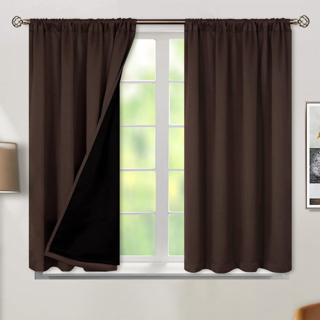 BGment Brown Blackout Curtains for Bedroom with Insulated Liner, Double Layer 100% Black-Out Bedroom Curtains Sun Blocking Window…