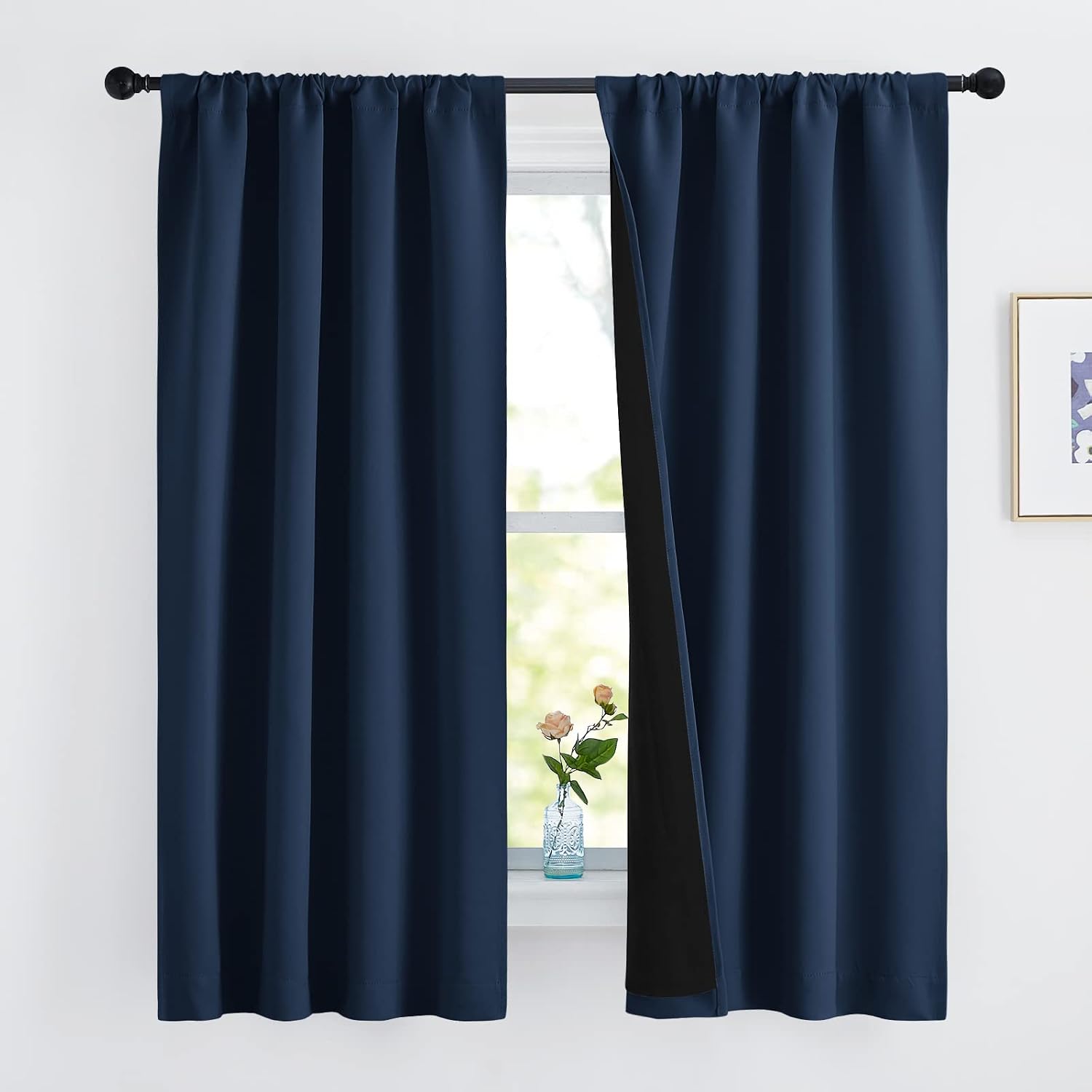 Nicetown 100% Blackout Curtains, Thermal Insulated Black Liner Panels for Nursery Room, Noise Reducing and Cold Blocking Drapes for Windows…