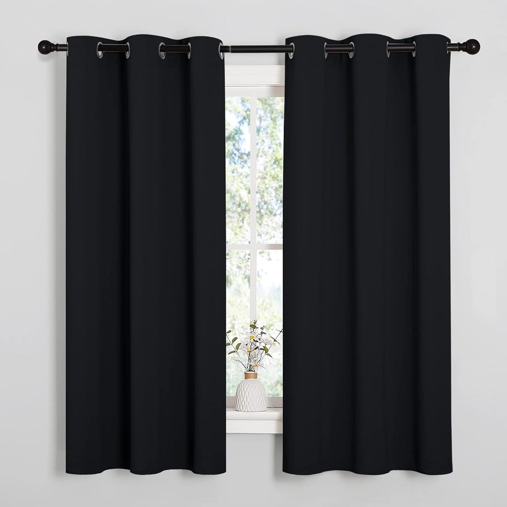 NICETOWN Halloween Pitch Black Solid Thermal Insulated Grommet Blackout Curtains/Drapes for Bedroom Window (2 Panels, 42 inches Wide by…