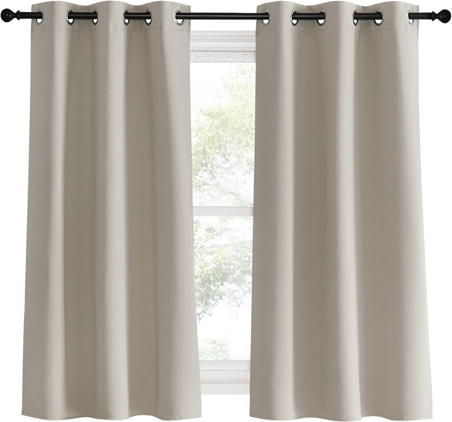 NICETOWN Kitchen Curtains, Short Curtains for Bedroom Windows, Natural, 34" W by 60" L, 1 Pair, Thermal Insulated Room Darkening Curtain…