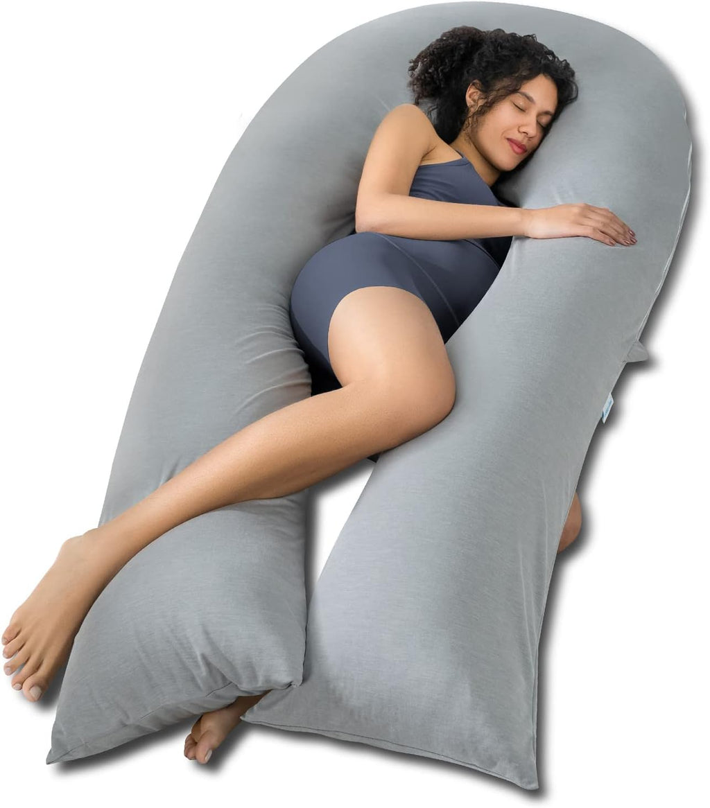 QUEEN ROSE Extra Long U Shaped Body Pillow, Cooling Pregnancy Pillows for Sleeping, 65 Inch Full Body Support Maternity Pillow for…