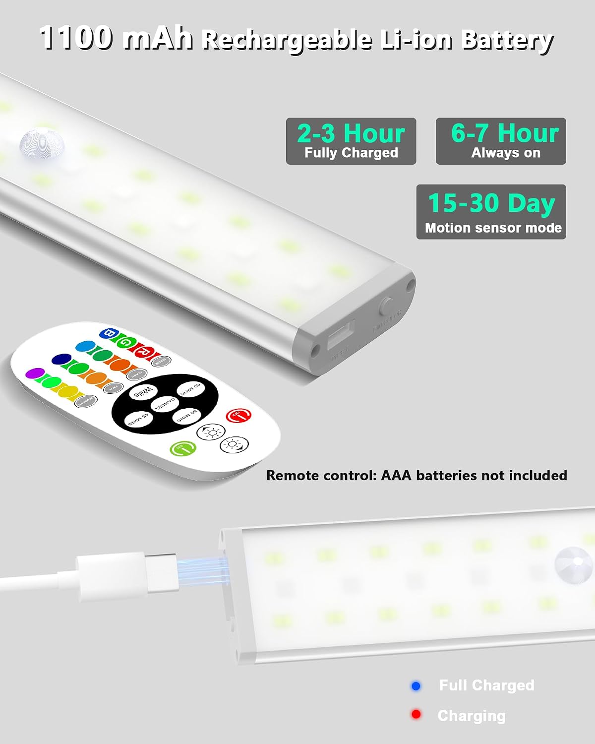 SZOKLED 58-LED Under Cabinet Lighting Wireless, RGB Motion Sensor Night Lights, Magnetic Under Cabinet Lights for Kitchen, Shelf, Stair…