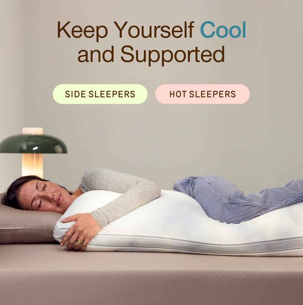 CoopSleepGoods Coop Home Goods Cool+ Adjustable Cooling Body Pillow, 18x52, Cooling Gel Memory Foam & Microfiber, Side Sleeper & Pregnancy…