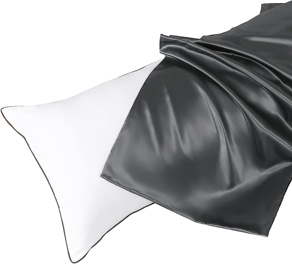 Huxmeyson Body Pillow with Satin Pillowcase, Body Pillow for Adults, Removable Cover, Grey (20"x54") Grey
