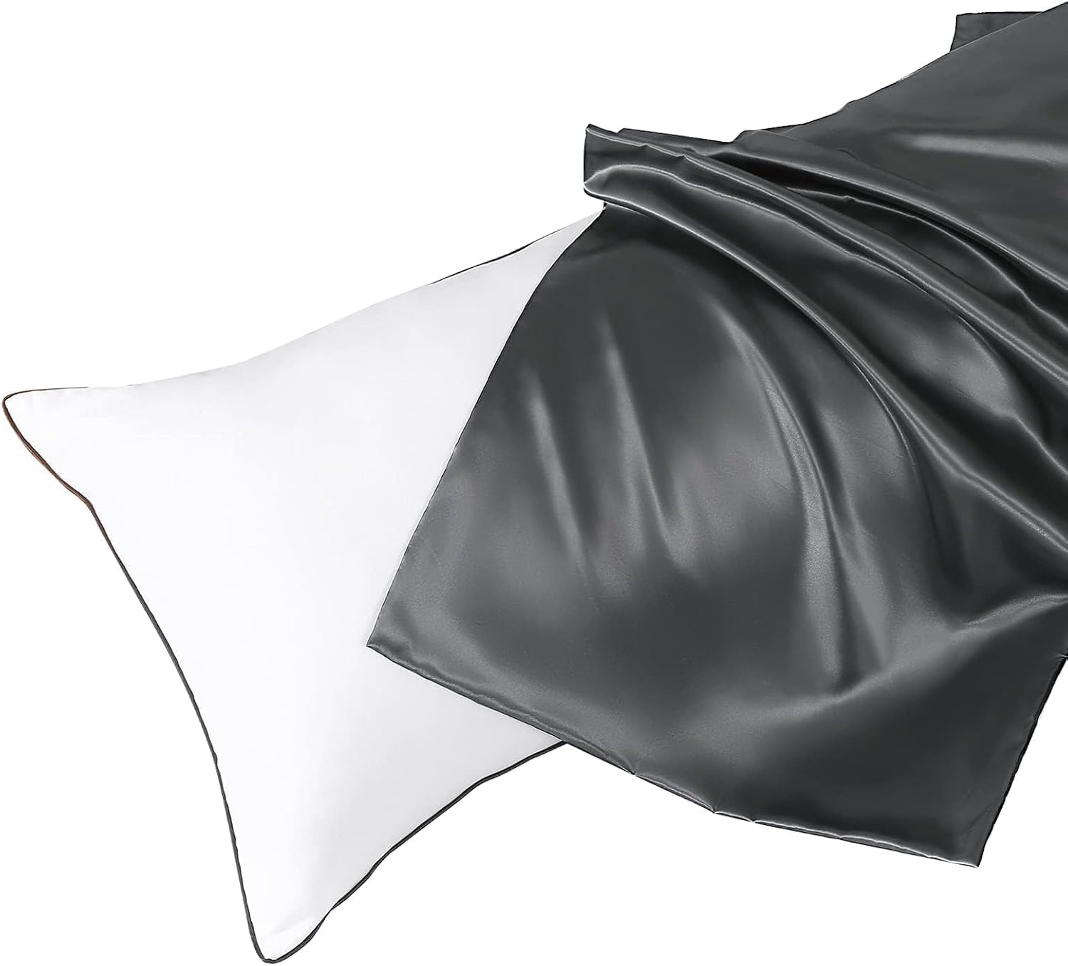 Huxmeyson Body Pillow with Satin Pillowcase, Body Pillow for Adults, Removable Cover, Grey (20"x54") Grey