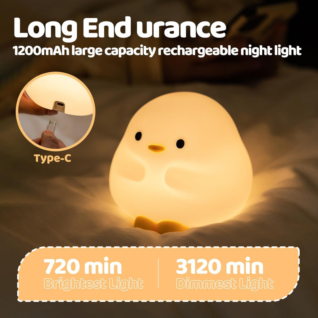 Rytinazzz Duck Night Light, Color Changing Mode & 50-Hour Battery, Squishy Silicone Lamp for Kids Room, USB Rechargeable with Timer…