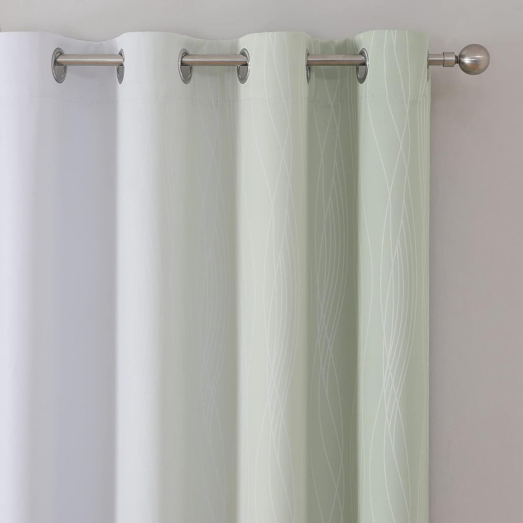 Estelartextiler Estelar Textiler Sage Green and Greyish White Ombre Short Blackout Cafe Curtains 36 Inch Length, Thermal Insulated Grommet…