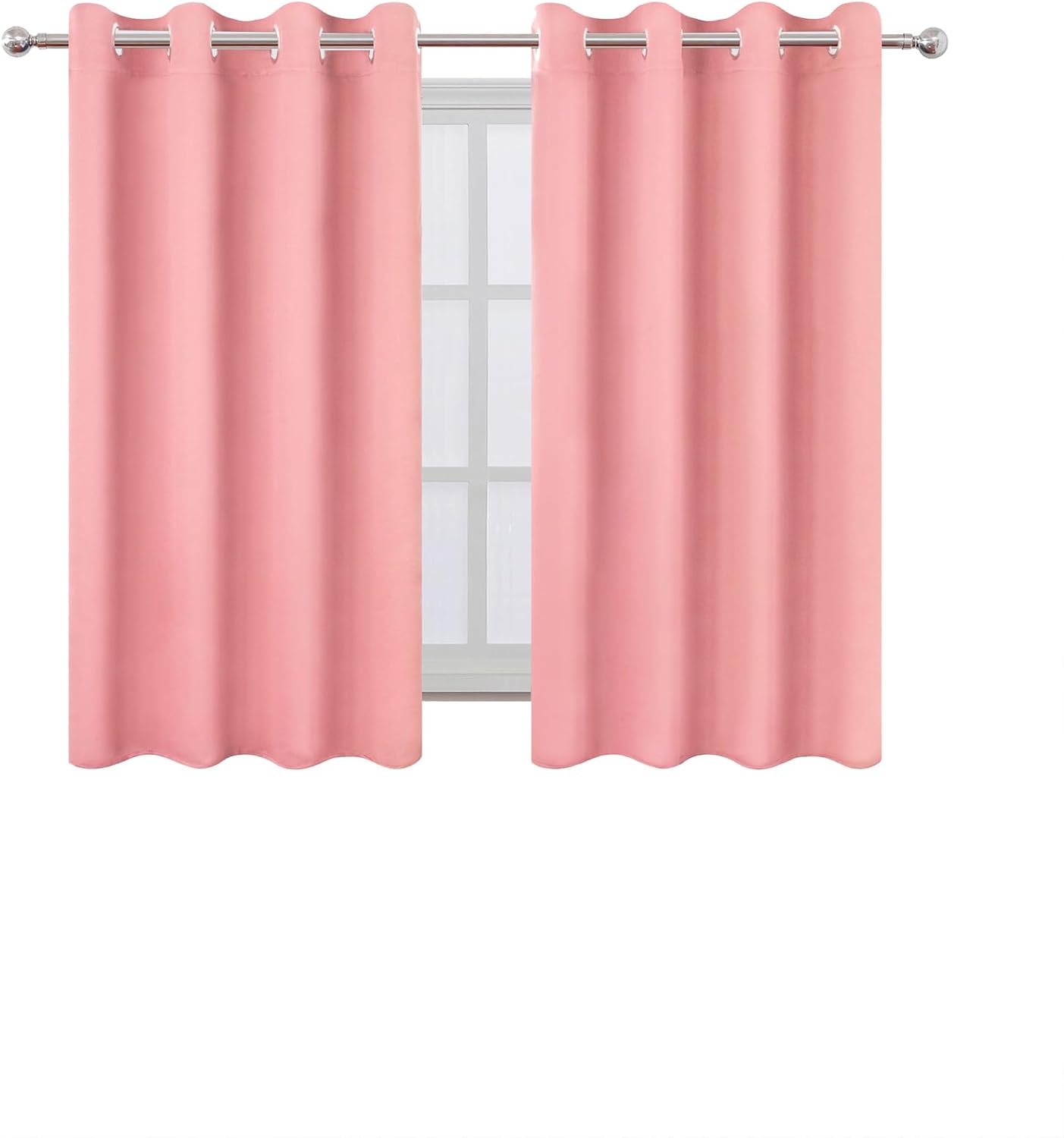 Lemomo Blackout Curtains 66 x 54 Inch Long Pink Curtains Set of 2 Panels Room Darkening Curtains for Bedroom and Living Room 54 Inch Pink