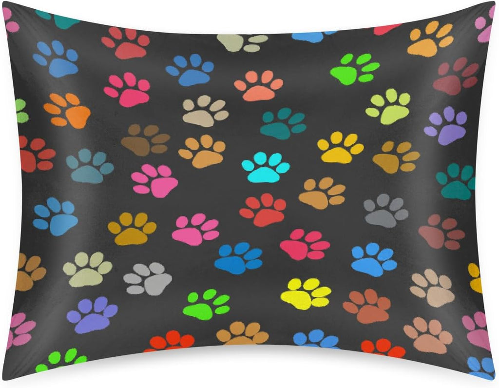 Color Dog Paw Print Satin Pillowcase for Hair and Skin Soft Silk Pillow Cases with Envelope Closure Cooling Pillow Case Slip 15.99 Pillow…