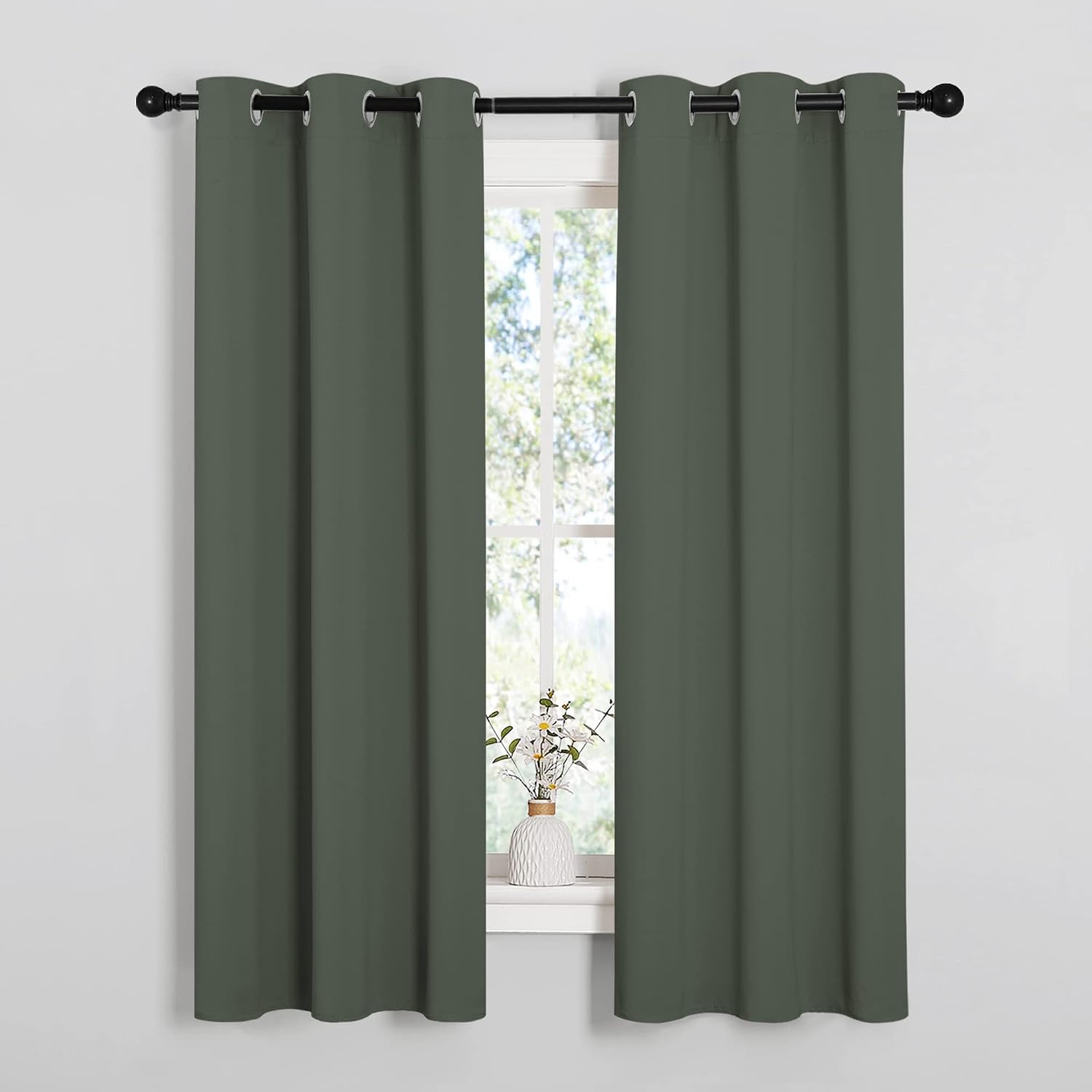 NICETOWN Thermal Insulated Curtains Blackout Draperies, Window Treatment Solid Grommet Room Darkening Drape Panels for Bedroom (Dark…